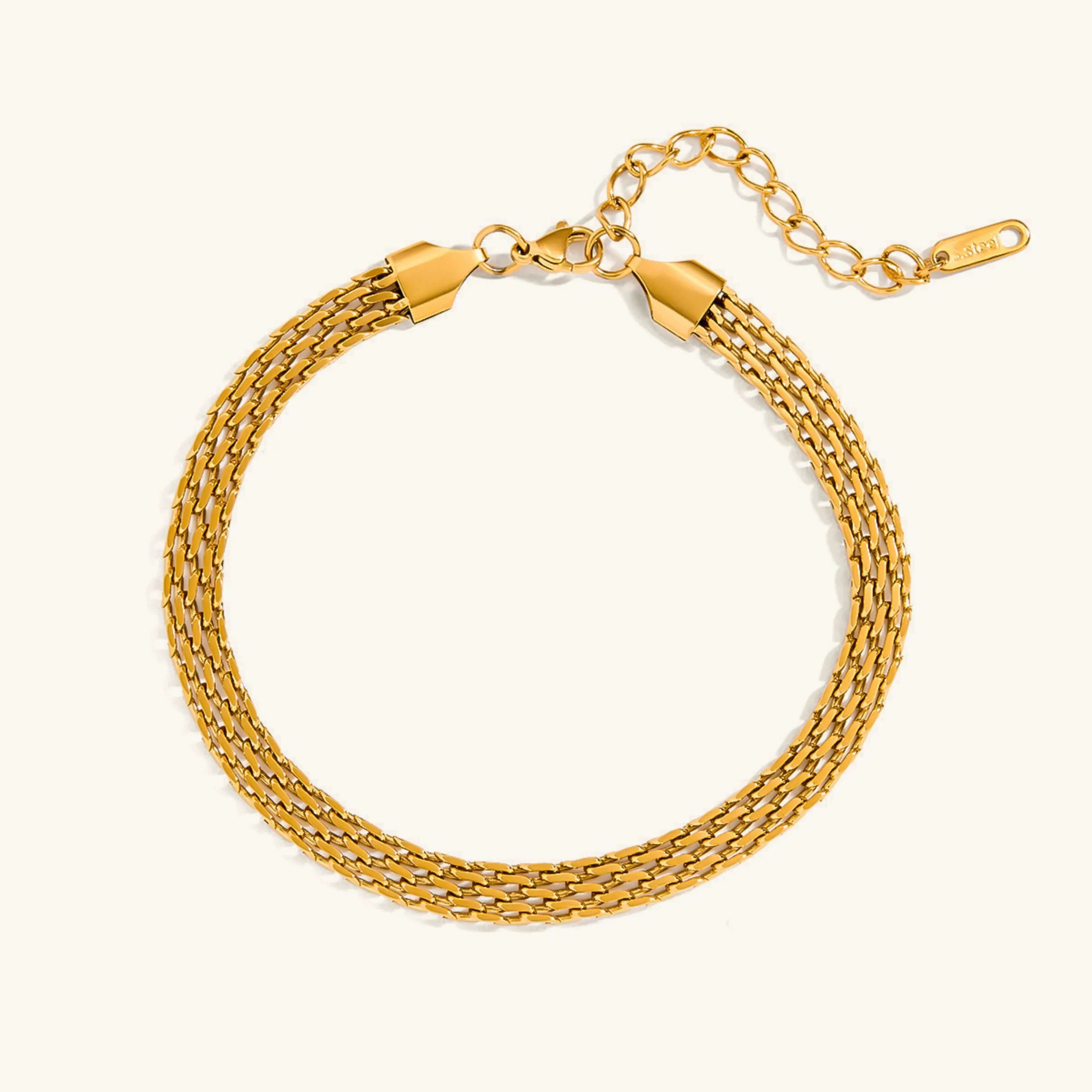 Avelie Mesh Chain Gold Anklet – 18K Gold Jewellery | Milvanna
