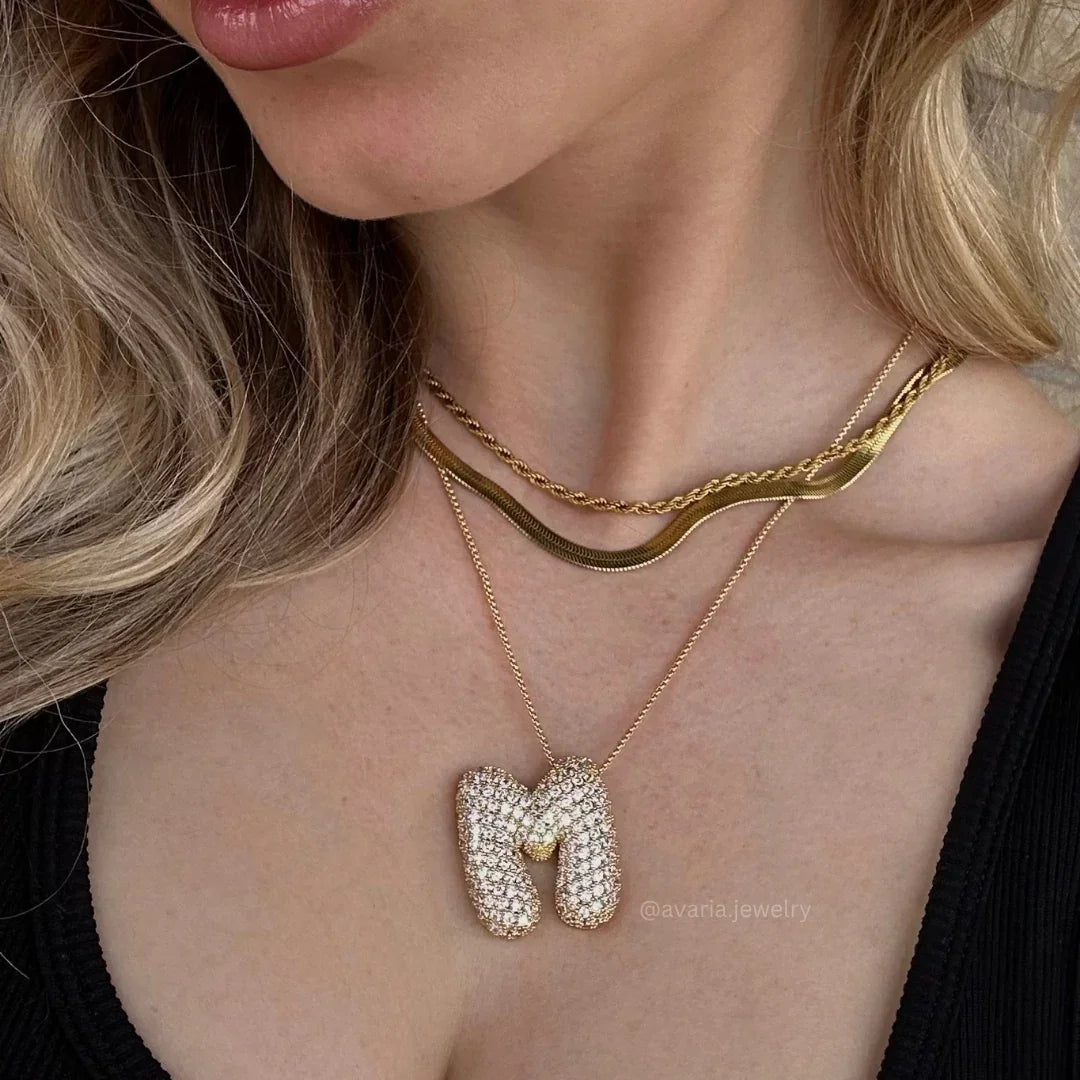 Bela Initial Name Necklace – Personalised 18K Gold Letter Pendant – 18K Gold Jewellery | Milvanna