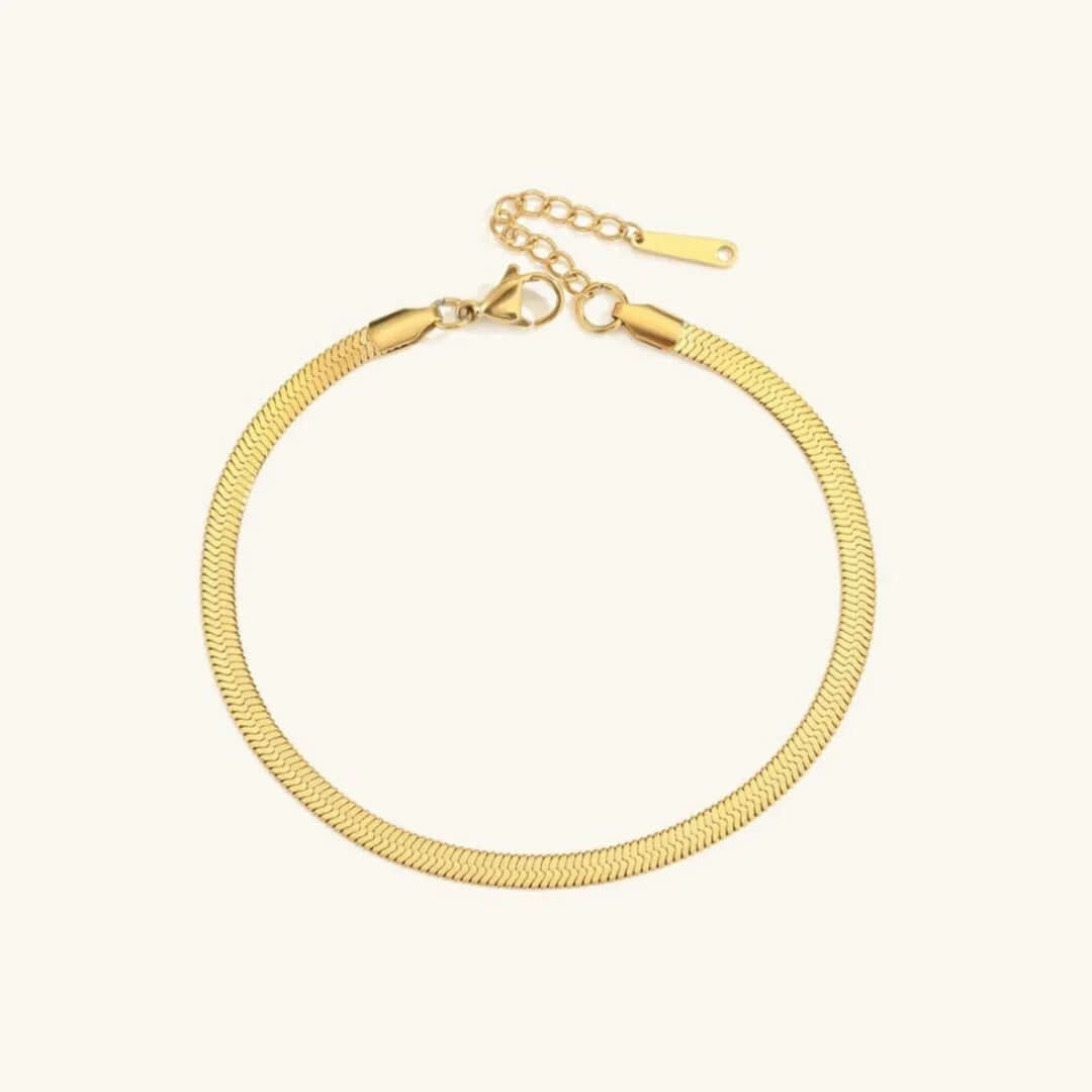 Gia Gold Herringbone Anklet – 18K Gold Jewellery | Milvanna