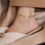 Gia Gold Herringbone Anklet – 18K Gold Jewellery | Milvanna