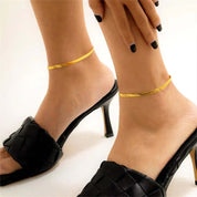 Gia Gold Herringbone Anklet – 18K Gold Jewellery | Milvanna