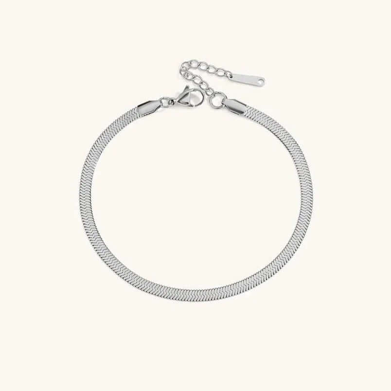 Gia Gold Herringbone Anklet – 18K Gold Jewellery | Milvanna