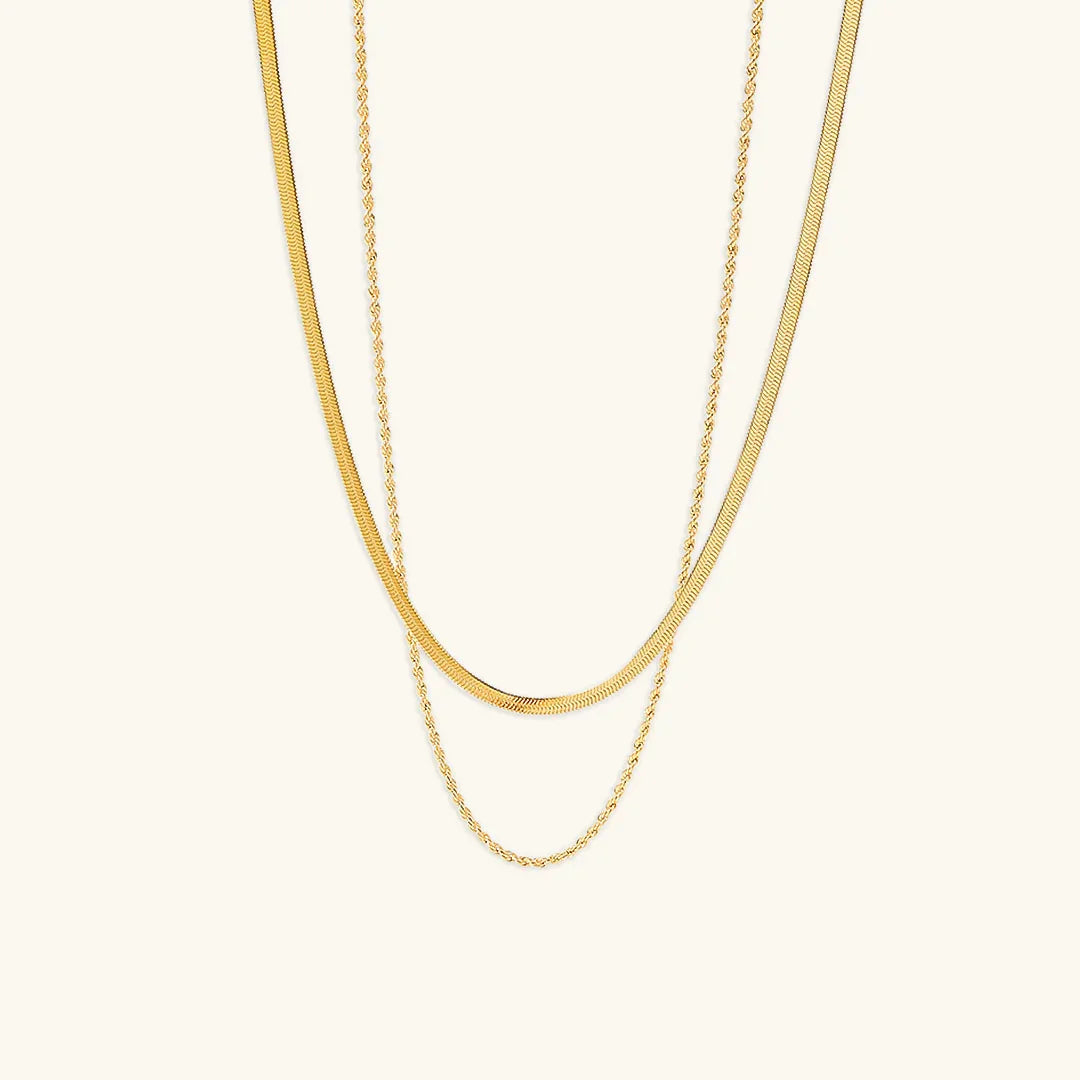 Haven Layered Gold Necklace – 18K PVD Gold Two-Strand Chain – 18K Gold Jewellery | Milvanna
