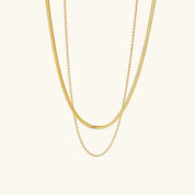 Haven Layered Gold Necklace – 18K PVD Gold Two-Strand Chain – 18K Gold Jewellery | Milvanna