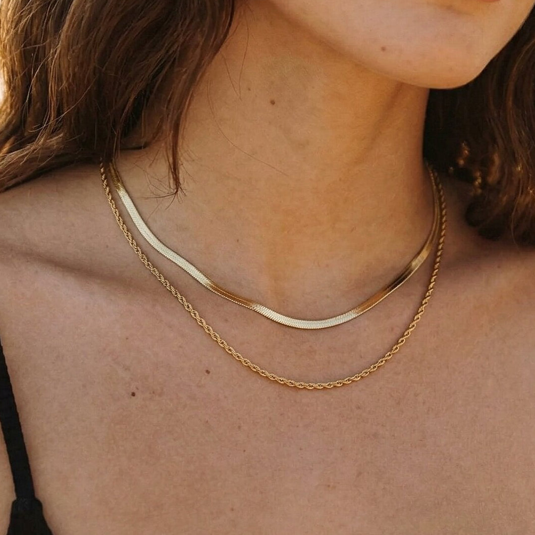 Haven Layered Gold Necklace – 18K PVD Gold Two-Strand Chain – 18K Gold Jewellery | Milvanna