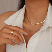 Haven Layered Gold Necklace – 18K PVD Gold Two-Strand Chain – 18K Gold Jewellery | Milvanna