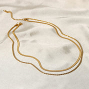 Haven Layered Gold Necklace – 18K PVD Gold Two-Strand Chain – 18K Gold Jewellery | Milvanna