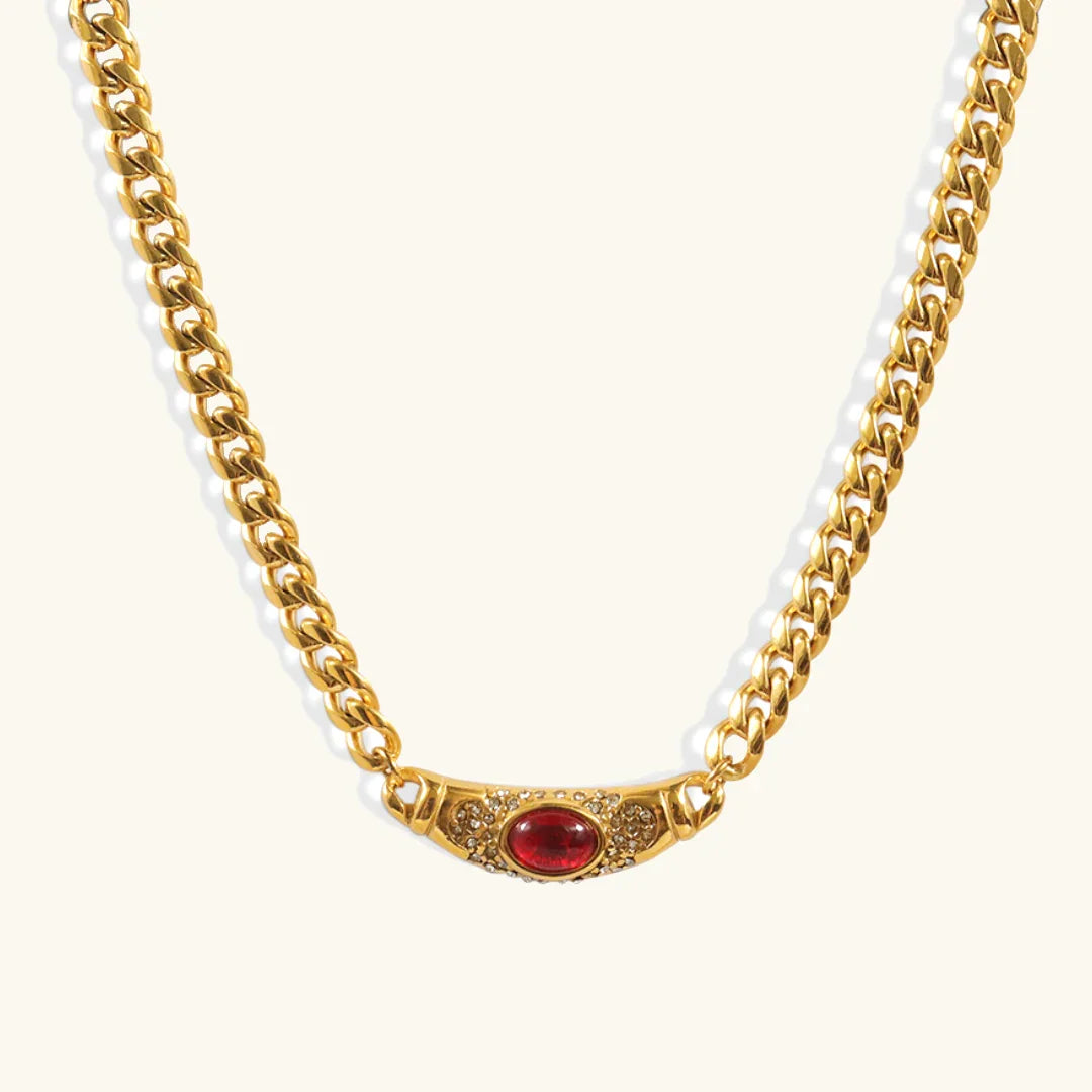 Elysian Herringbone Necklace – 18K Gold Gemstone Pendant – 18K Gold Jewellery | Milvanna