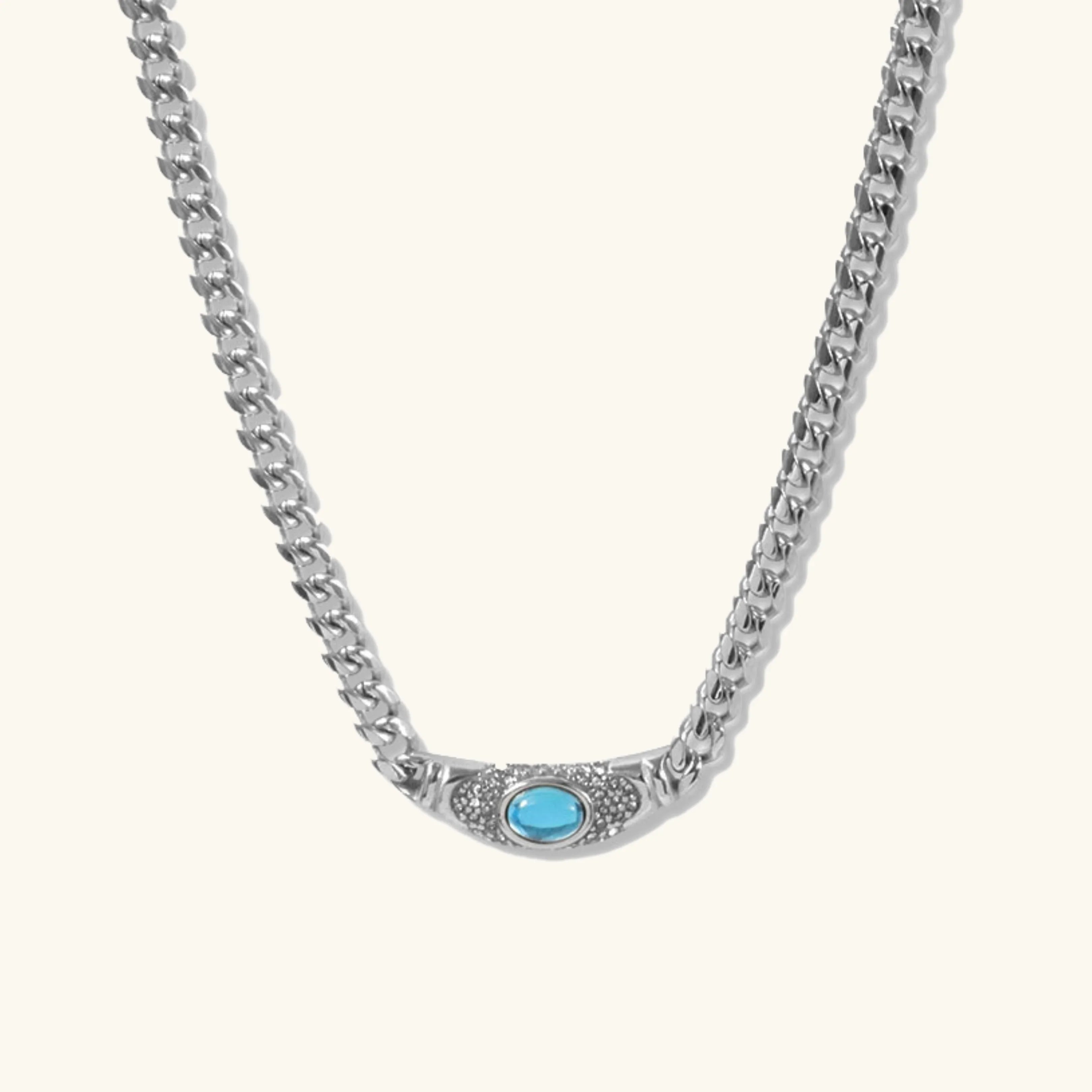 Elysian Herringbone Necklace – 18K Gold Gemstone Pendant – 18K Gold Jewellery | Milvanna