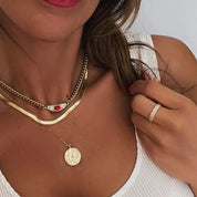 Elysian Herringbone Necklace – 18K Gold Gemstone Pendant – 18K Gold Jewellery | Milvanna