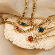 Elysian Herringbone Necklace – 18K Gold Gemstone Pendant – 18K Gold Jewellery | Milvanna