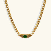 Elysian Herringbone Necklace – 18K Gold Gemstone Pendant – 18K Gold Jewellery | Milvanna