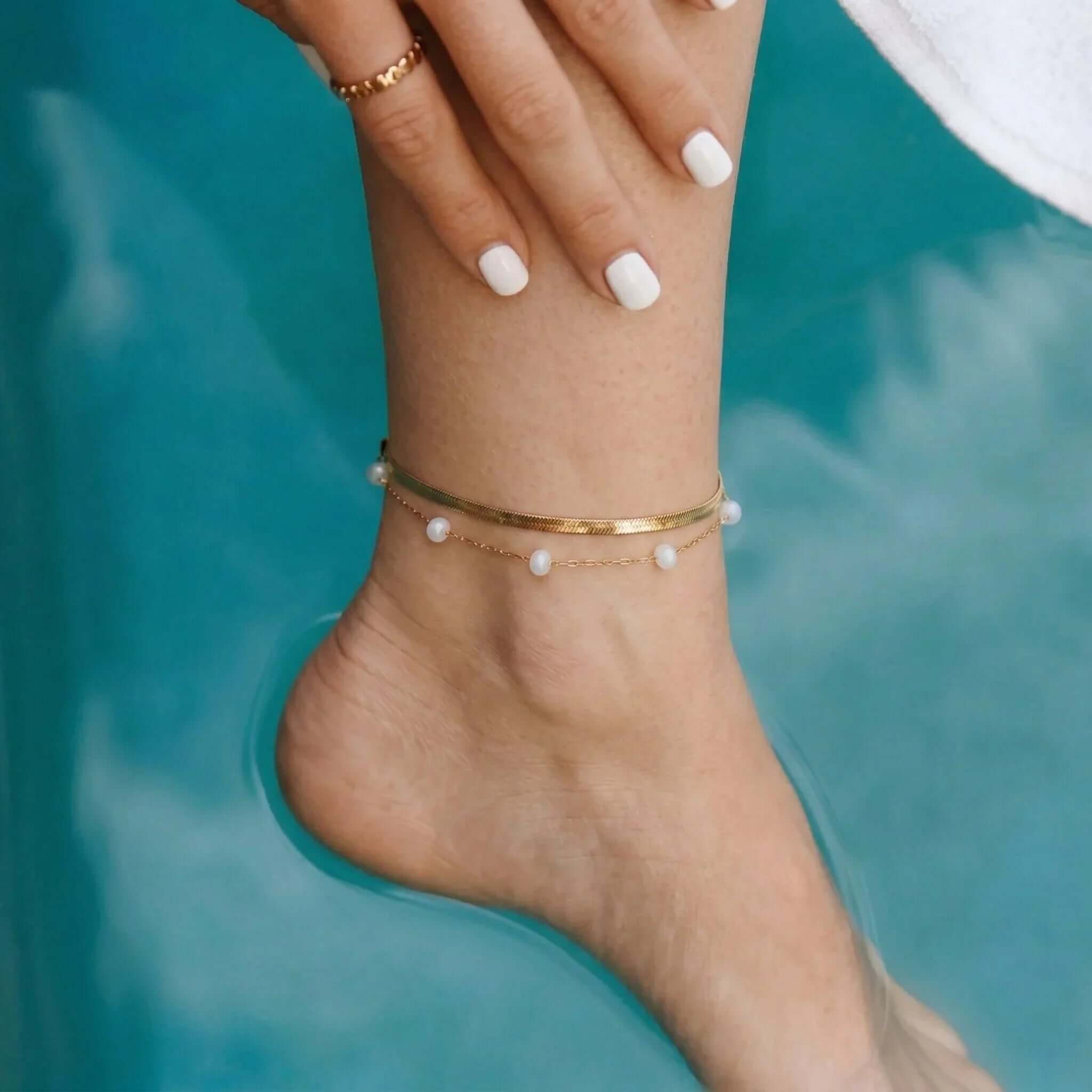 Pearla Freshwater Pearl Anklet – 18K Gold Jewellery | Milvanna