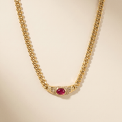 Milvanna-Elysian Herringbone Necklace – 18K Gold Gemstone Pendant