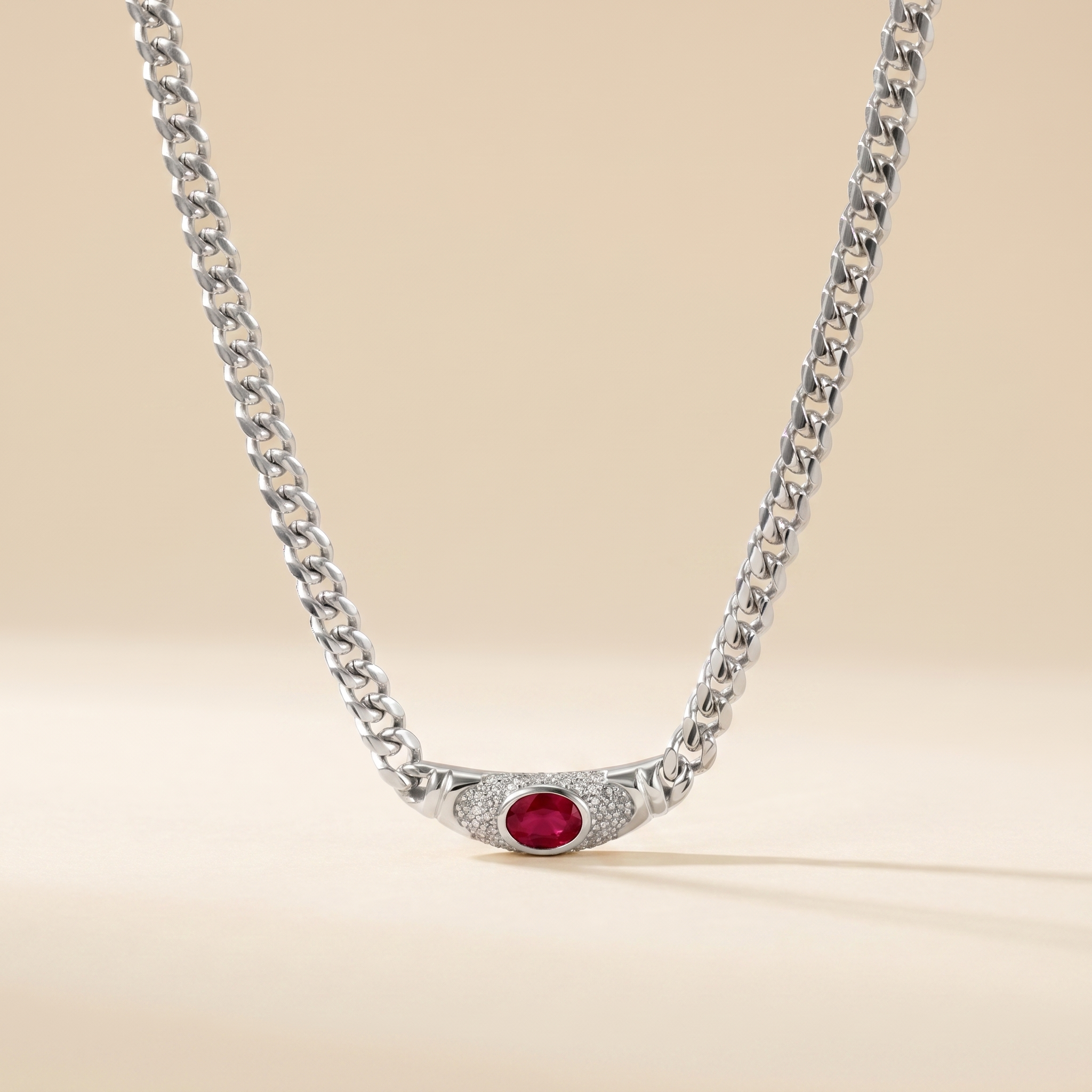 Milvanna-Elysian Herringbone Necklace – 18K Gold Gemstone Pendant