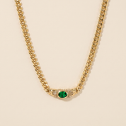 Milvanna-Elysian Herringbone Necklace – 18K Gold Gemstone Pendant