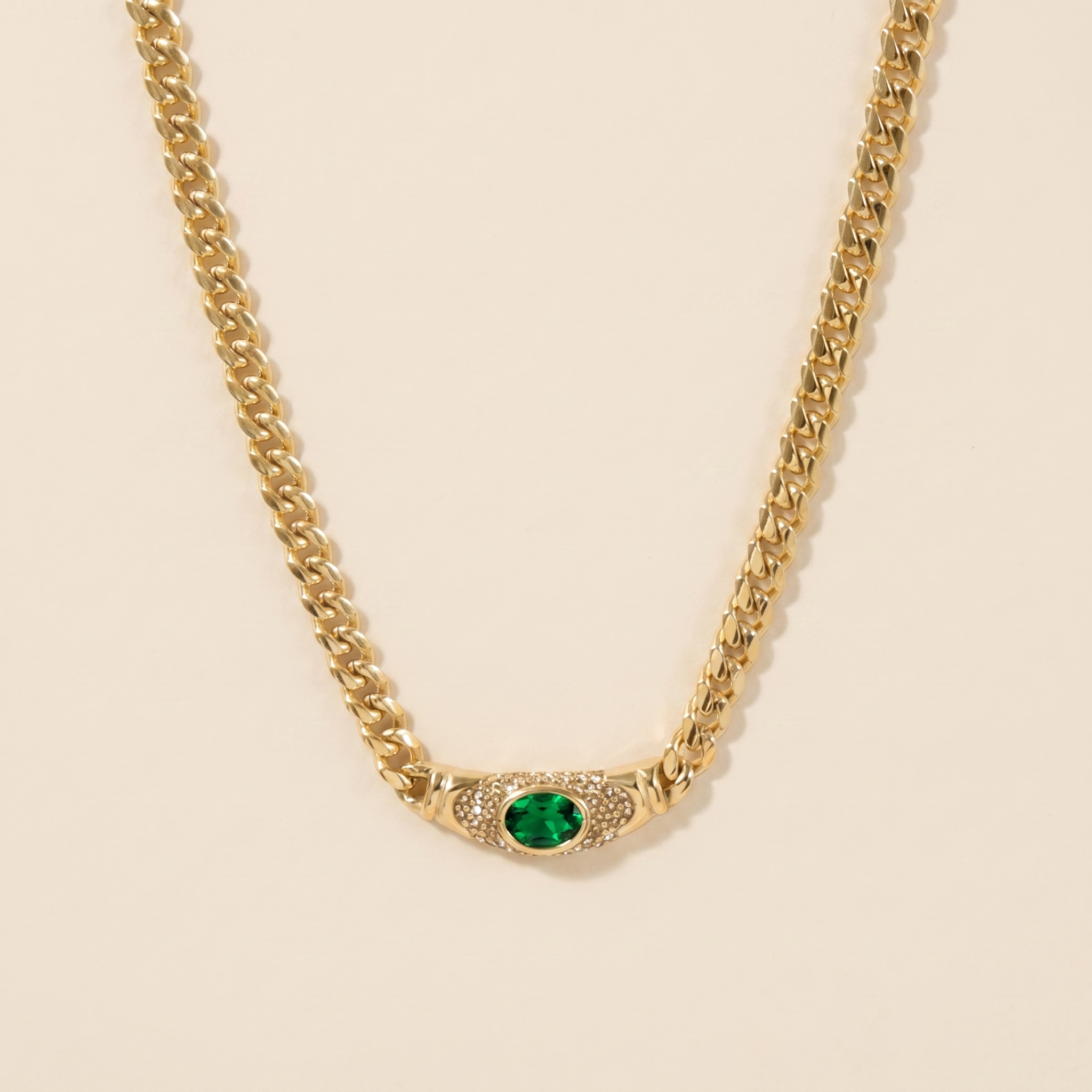 Milvanna-Elysian Herringbone Necklace – 18K Gold Gemstone Pendant