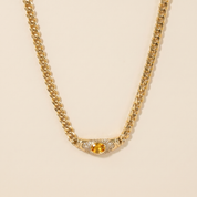 Milvanna-Elysian Herringbone Necklace – 18K Gold Gemstone Pendant