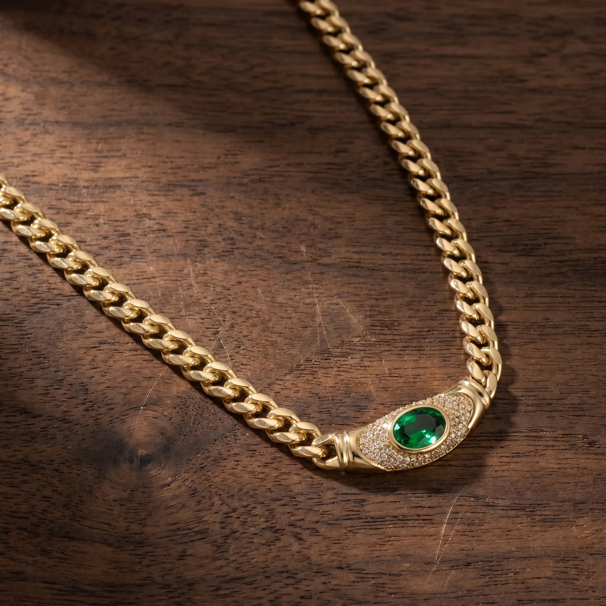 Milvanna-Elysian Herringbone Necklace – 18K Gold Gemstone Pendant