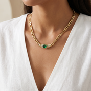 Milvanna-Elysian Herringbone Necklace – 18K Gold Gemstone Pendant