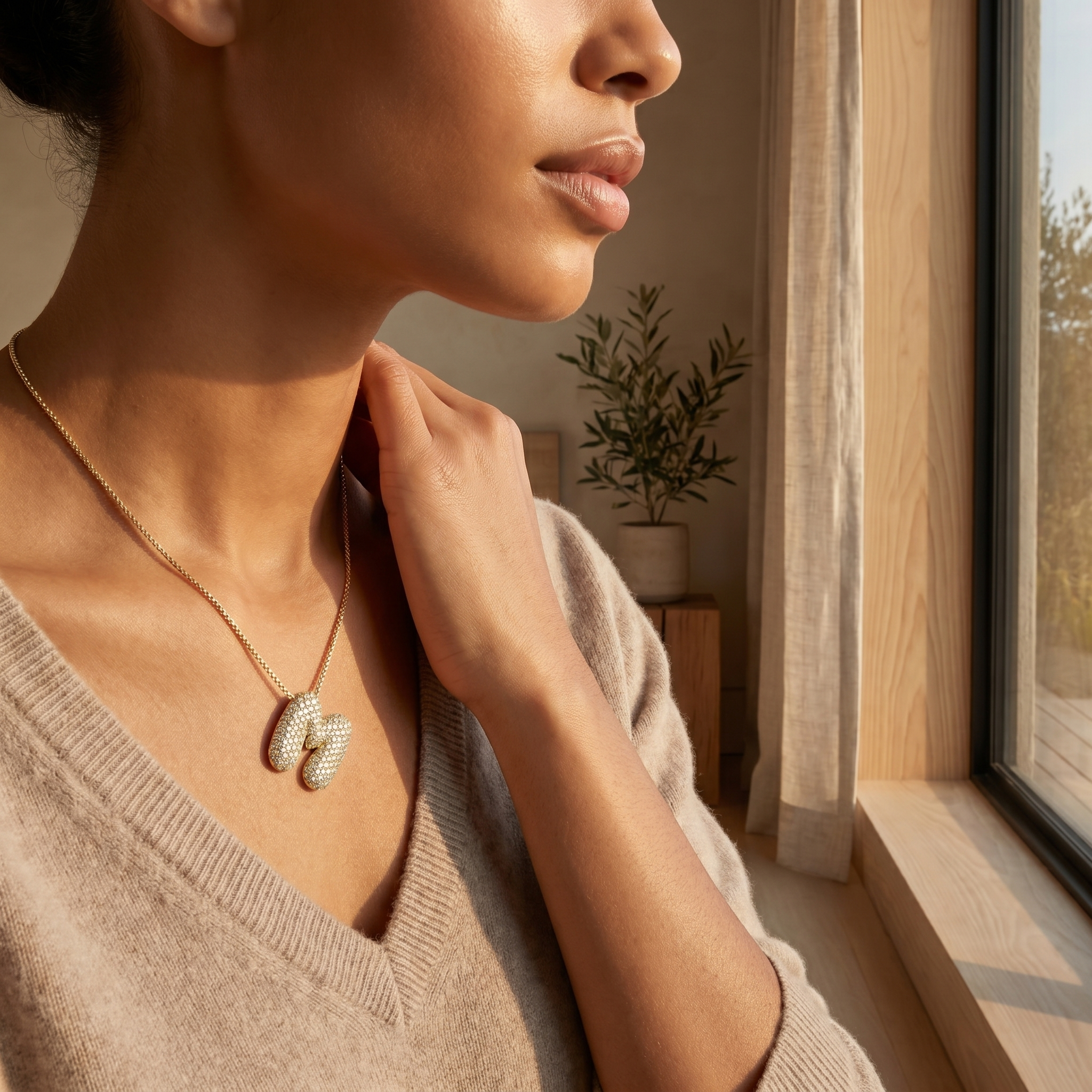 Milvanna-Bela Initial Name Necklace – Personalised 18K Gold Letter Pendant