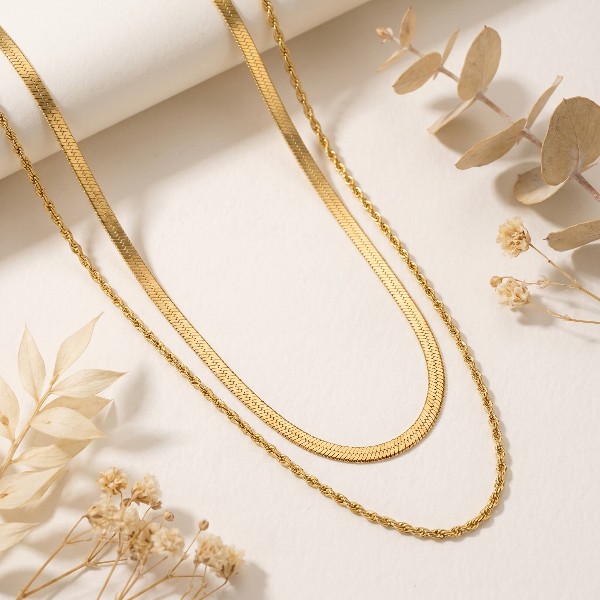 Milvanna-Haven Layered Gold Necklace – 18K PVD Gold Two-Strand Chain