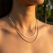 Milvanna-Haven Layered Gold Necklace – 18K PVD Gold Two-Strand Chain