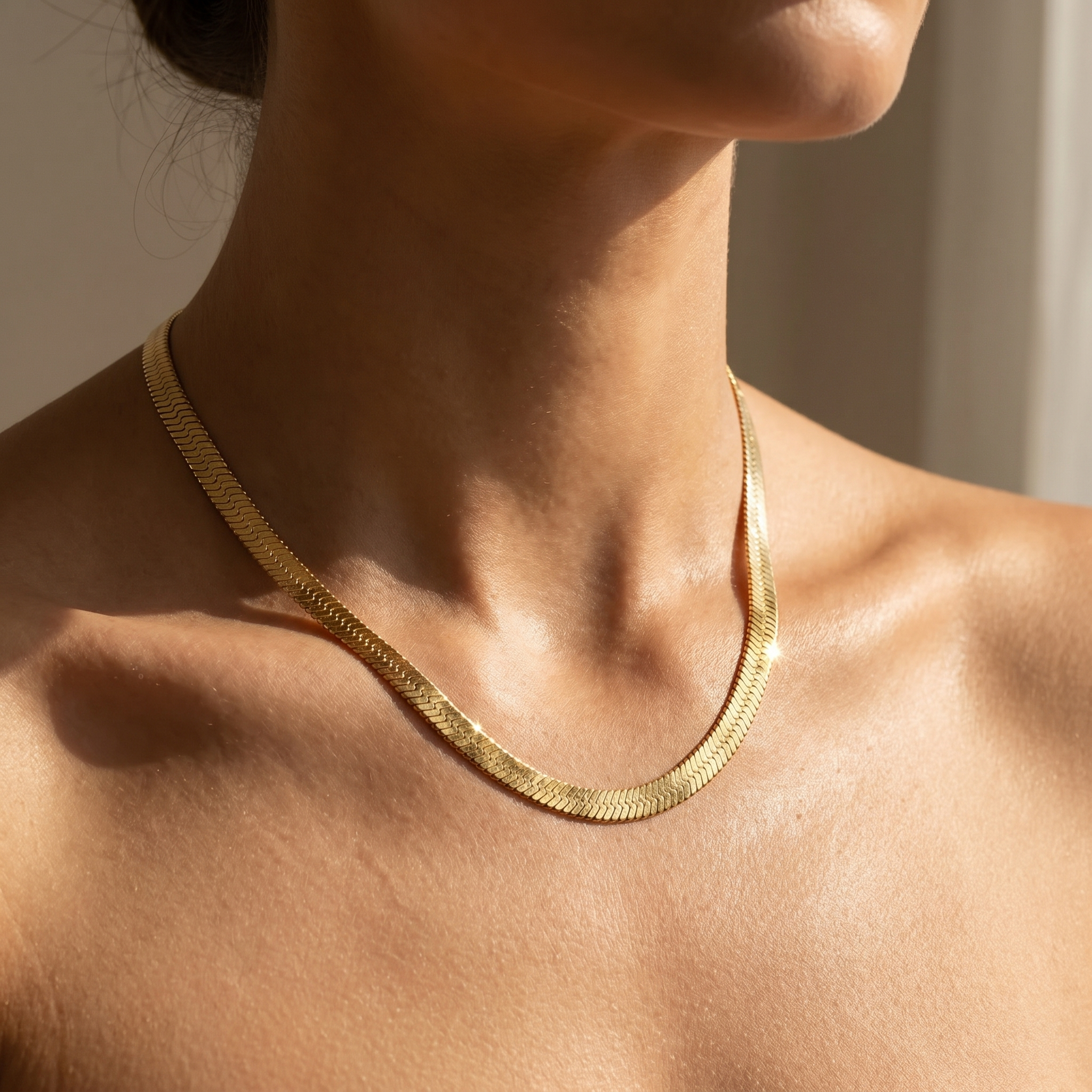 Milvanna-Elysian Gold Herringbone Chain Necklace – Waterproof 18K PVD