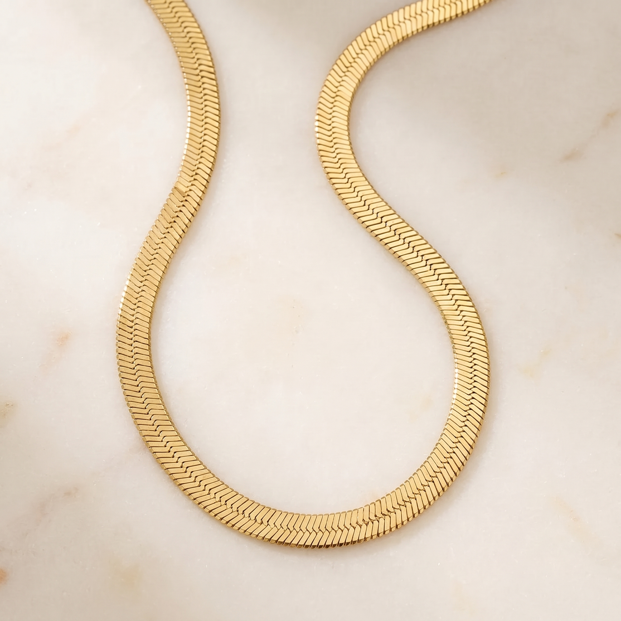 Milvanna-Elysian Gold Herringbone Chain Necklace – Waterproof 18K PVD