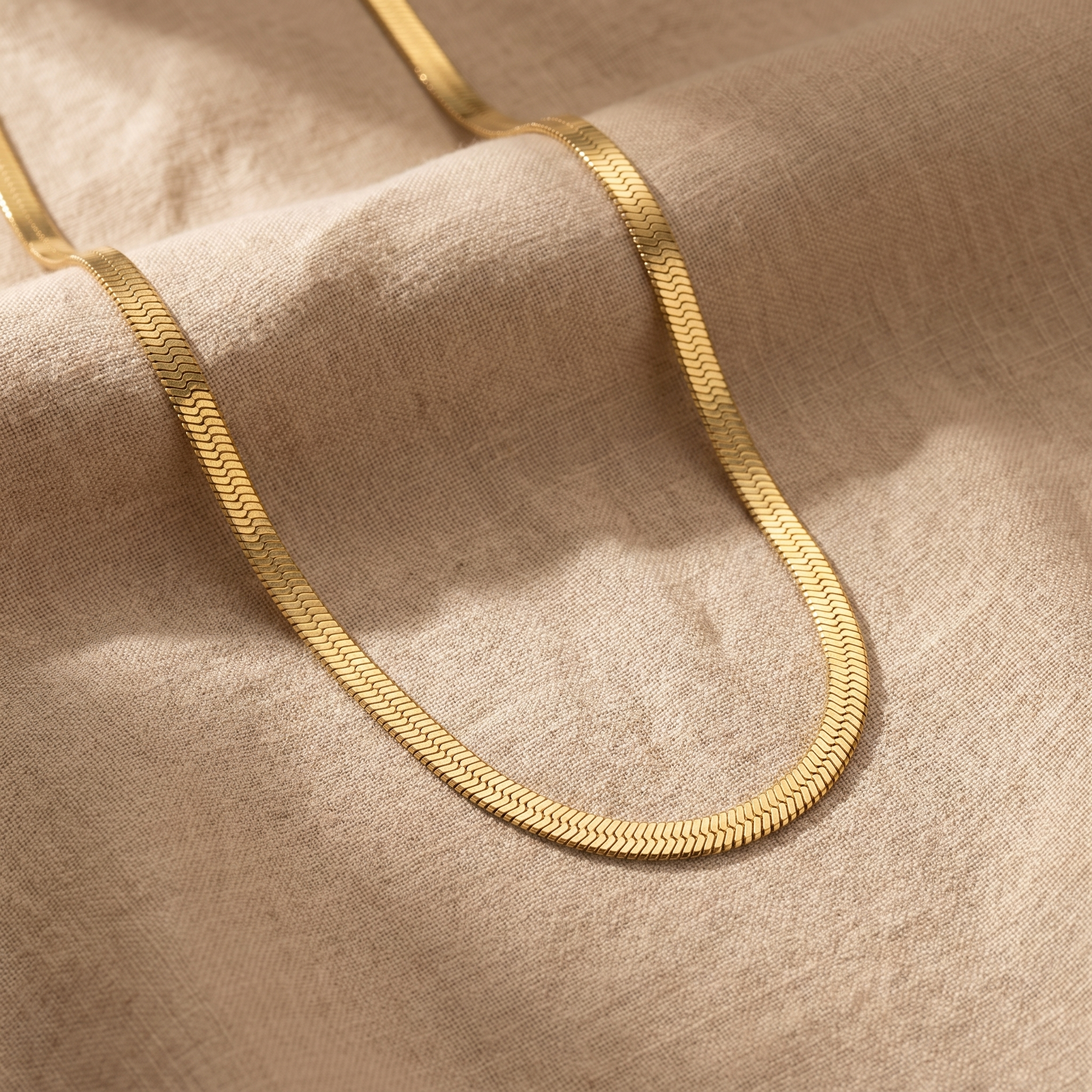 Milvanna-Elysian Gold Herringbone Chain Necklace – Waterproof 18K PVD