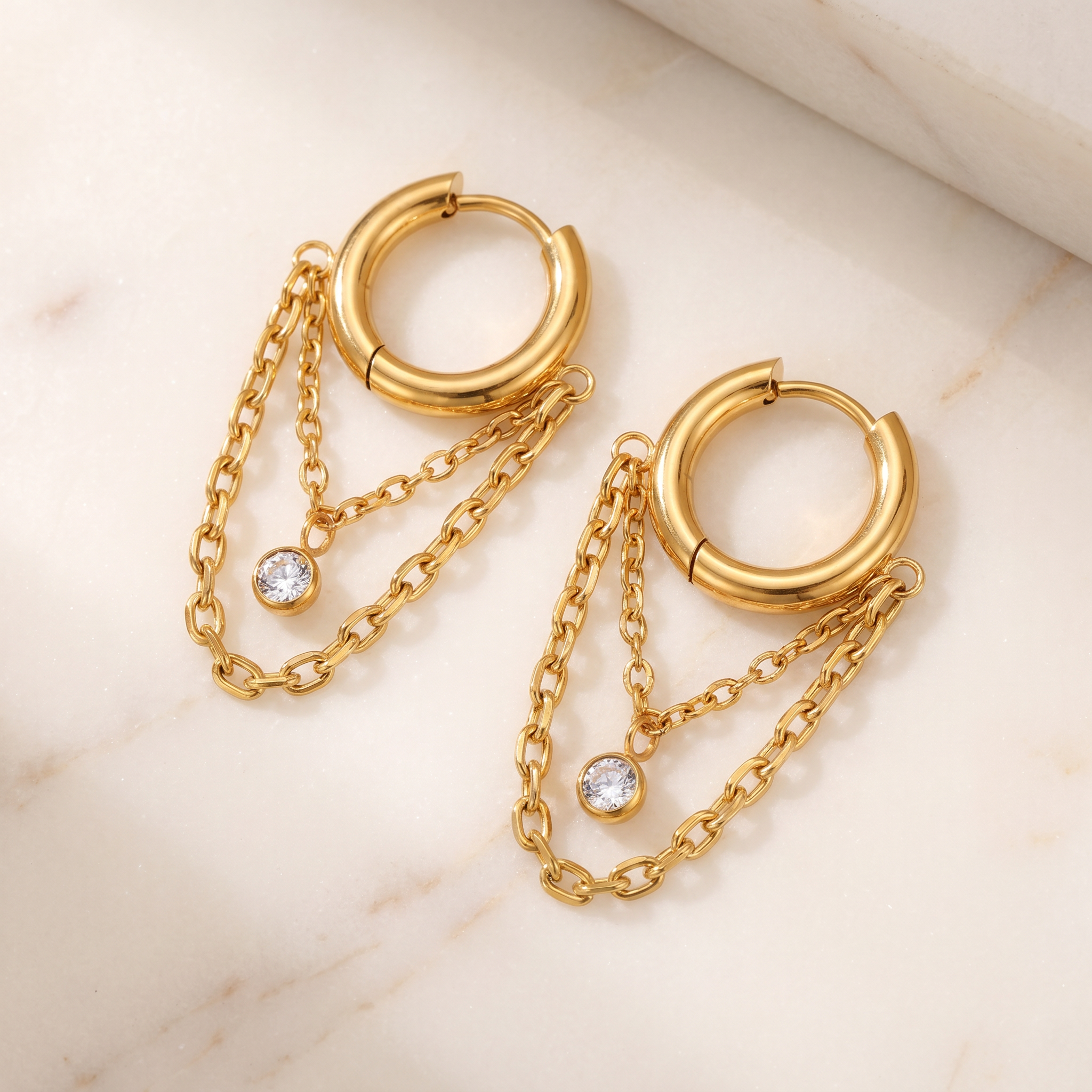 Milvanna-Adore Diamond Drop Hoops