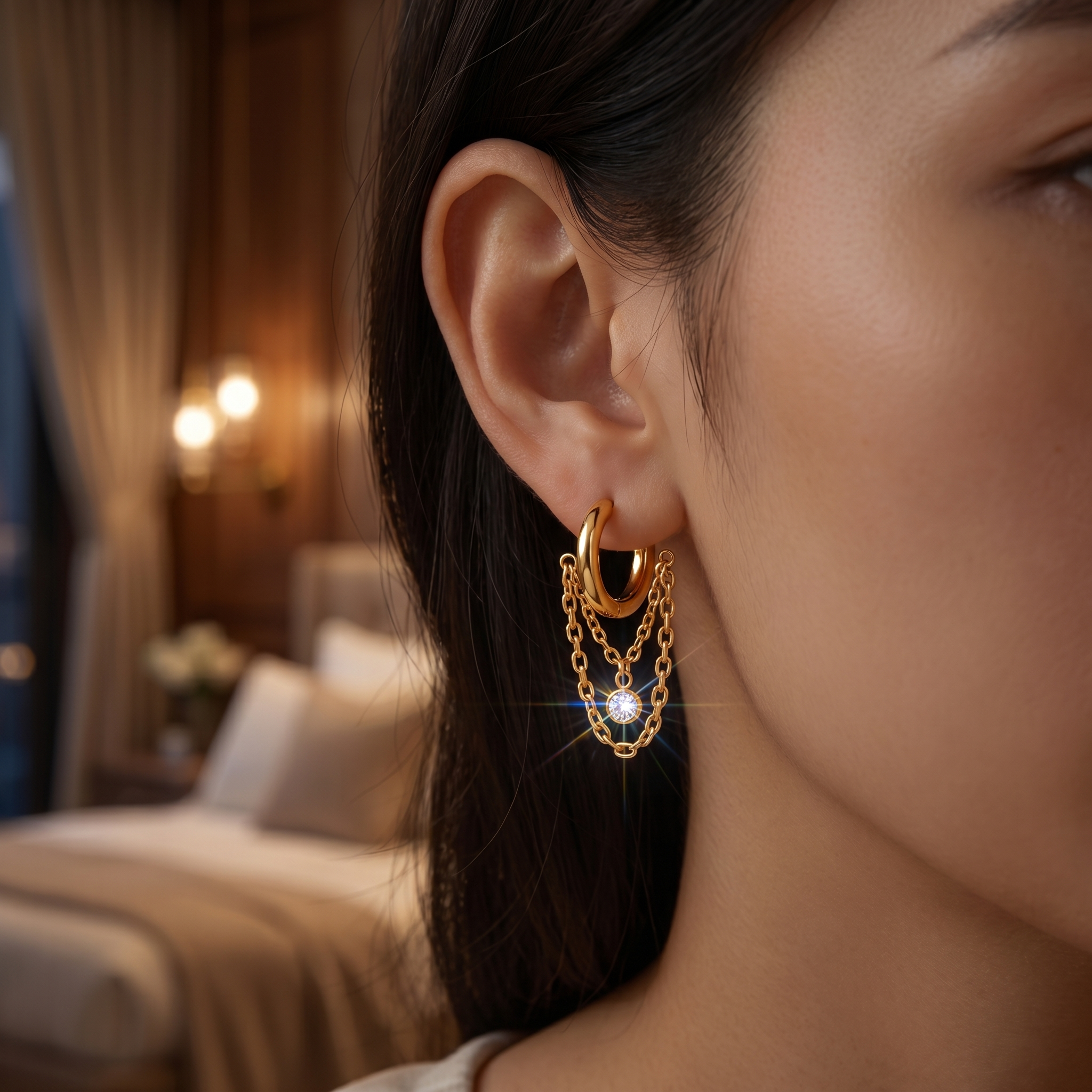 Milvanna-Adore Diamond Drop Hoops